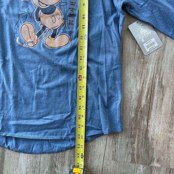Disney Parks Disneyland Long Sleeve Shirt Mickey Mouse Blue Rose Gold Youth XL - Picture 5 of 6